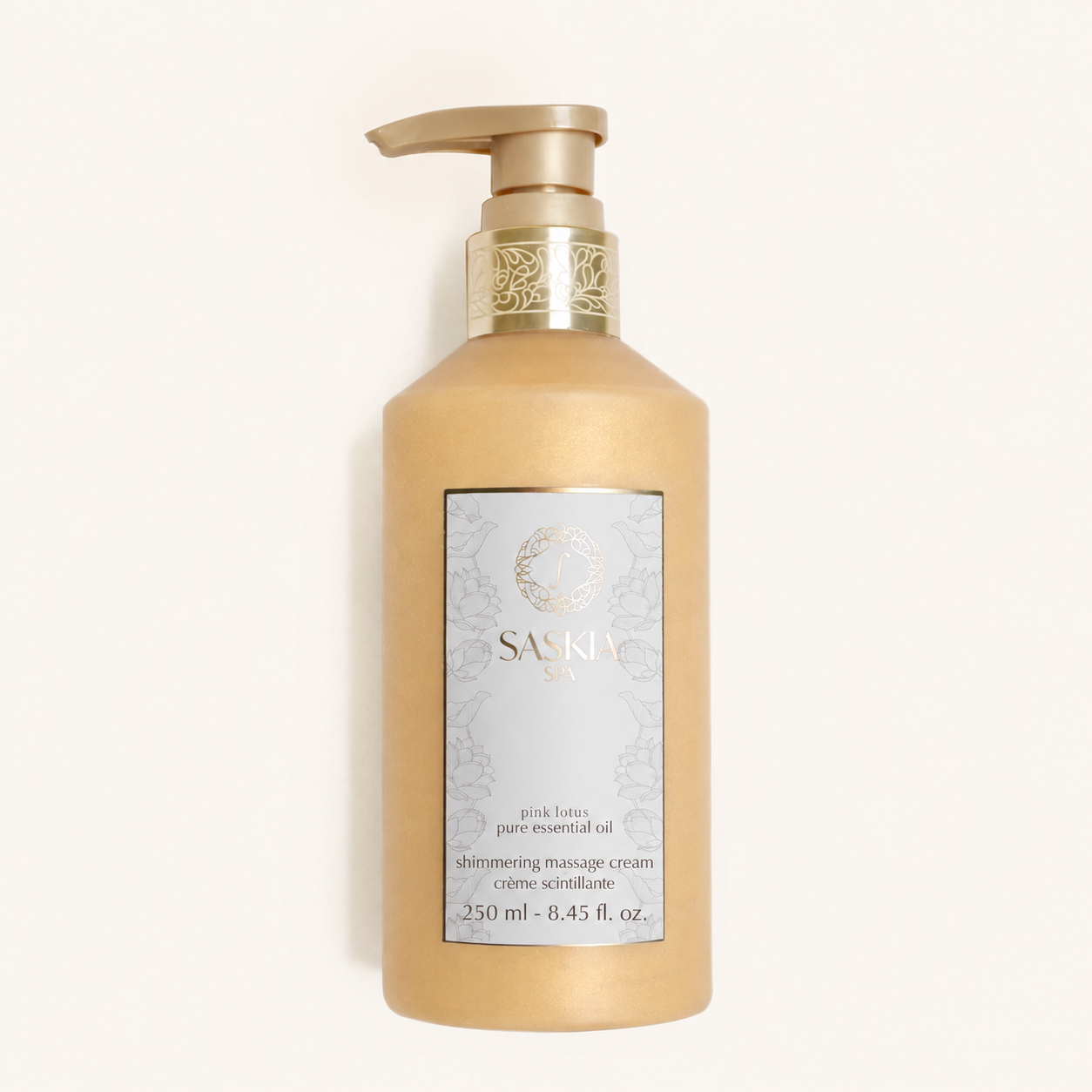 Shimmering Massage Cream with pink lotus pure essential oil